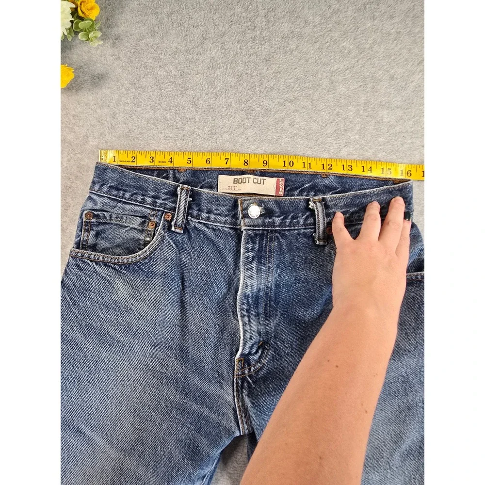 Levis 517 Bootcut Jeans Mens 31x30 Blue Distressed Vintage 90s Denim Pants